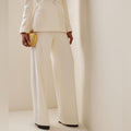 Sergio Hudson Silk Satin-Trimmed Wool-Blend Crepe Wide-Leg Pants Size2 NWT $1225