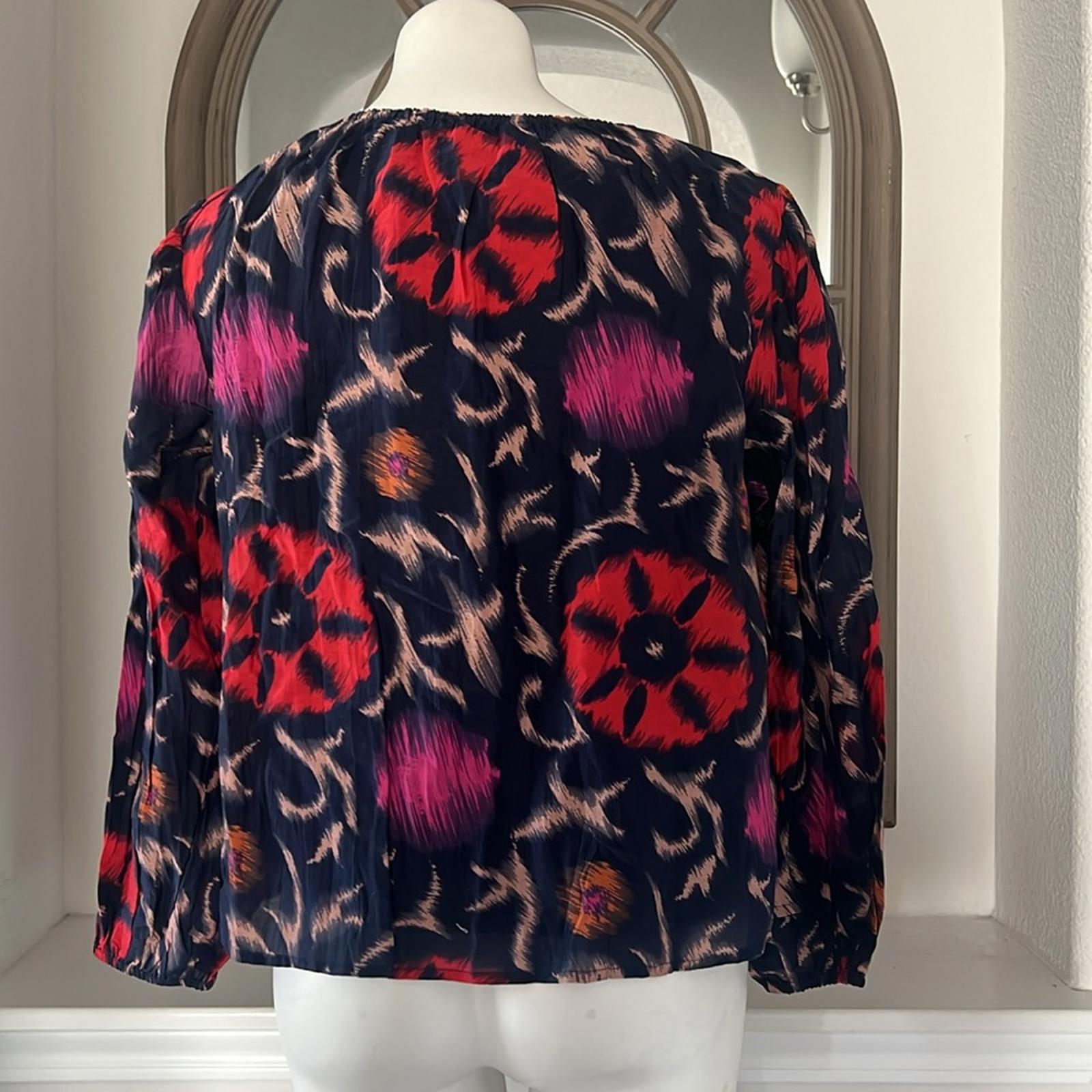 Velvet by Graham & Spencer Fraser Printed Silk Cotton Voile Top in Twilight $207