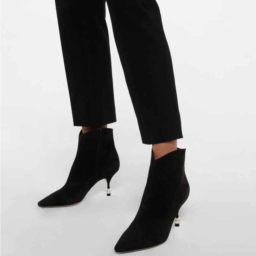 Giambattista Valli Pointed-Toe Suede Heeled Booties Black Size EU 38 NEW $1,090