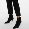 Giambattista Valli Pointed-Toe Suede Heeled Booties Black Size EU 38 NEW $1,090
