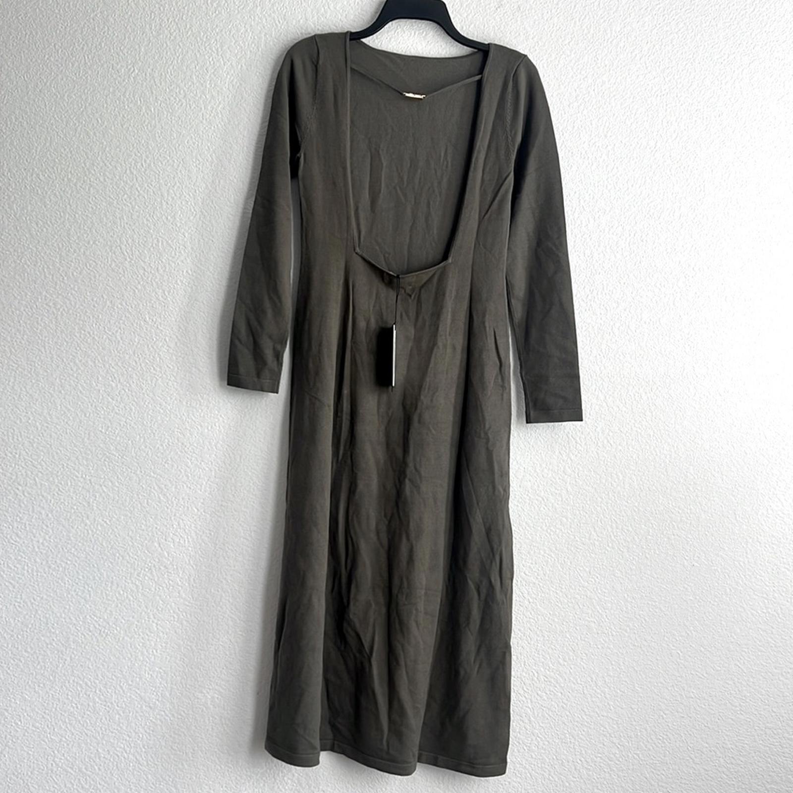 Who What Wear Jade Square-Back A-Line LS Dress in Olive Green, Size XL NWT