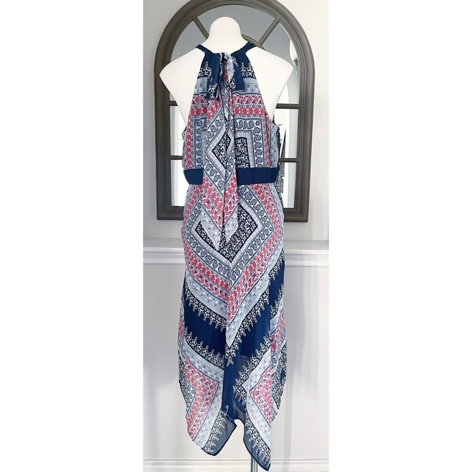 Sandra Darren Halter Sundress w/Handkerchief Hem, Size 16