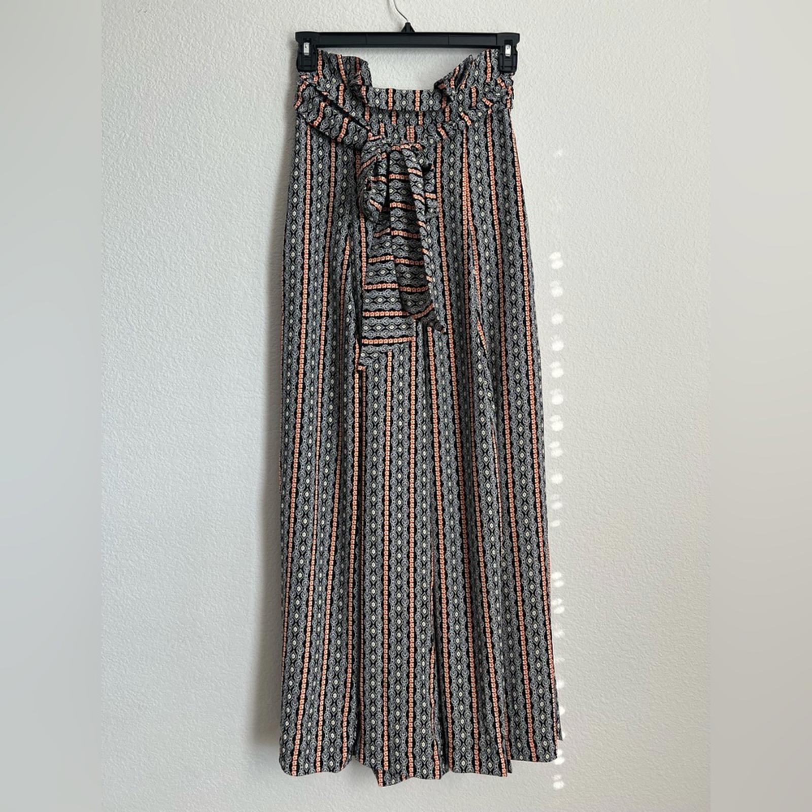 Gracia Black Palazzo Pants in Black/White/Orange, NWT, Size S