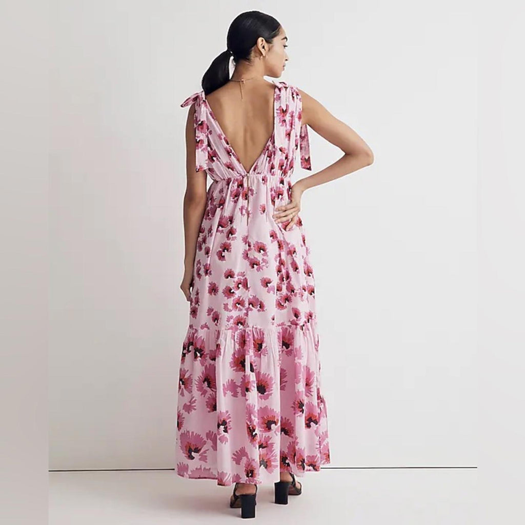 Banjanan Cosmos Maxi Dress, Floral Mix Cotton Voile New w/Tag