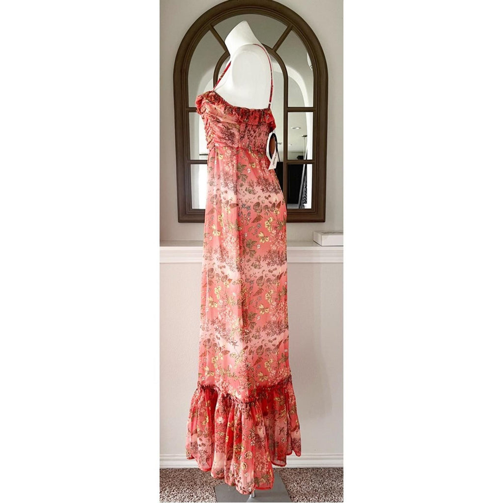 byTiMo Chiffon Sleeveless Ruffle Maxi Dress, Bright Field Size M New w/o Tag