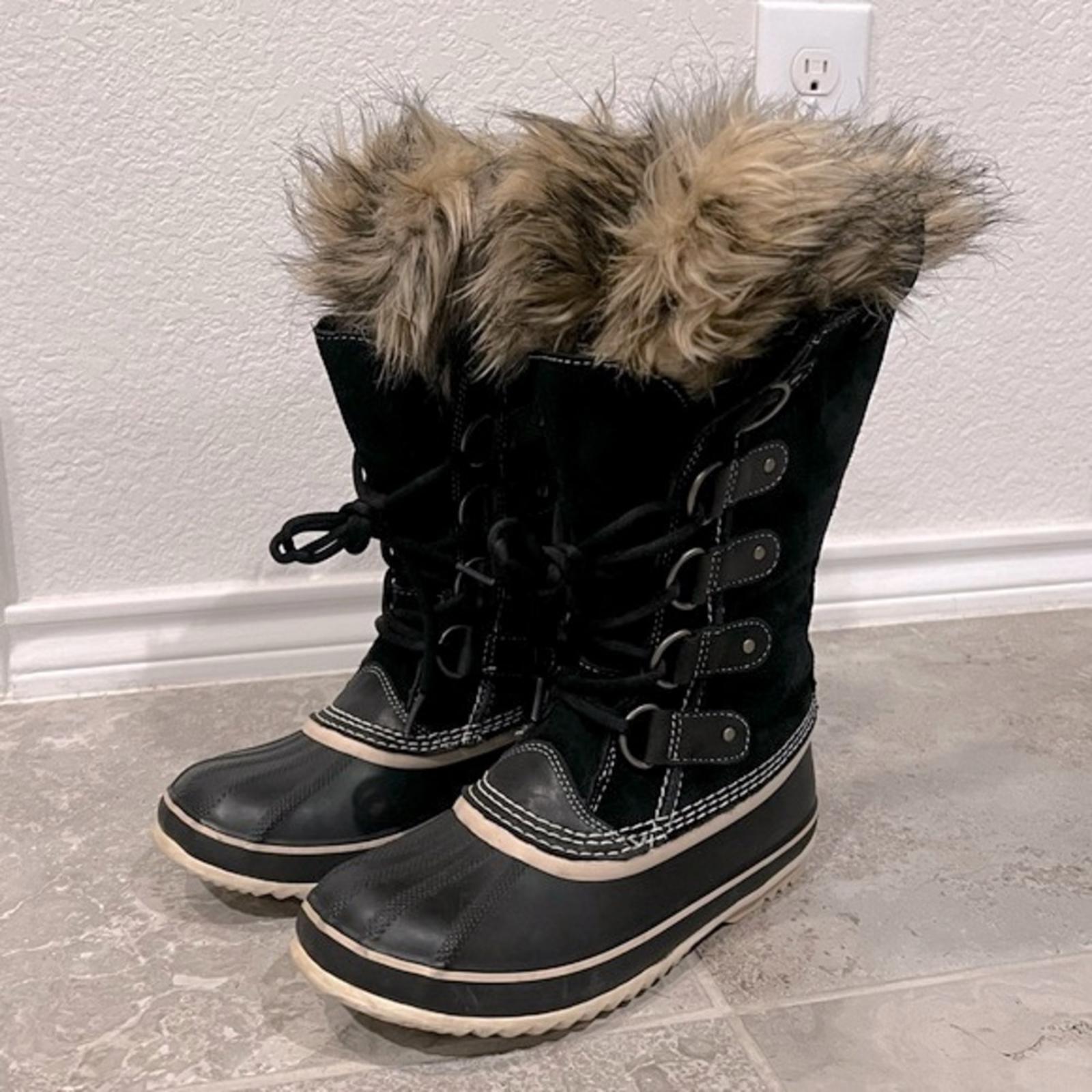 Sorel Joan of Arctic Soft Leather Waterproof Boots, Black Size 7 EXCELLENT $240
