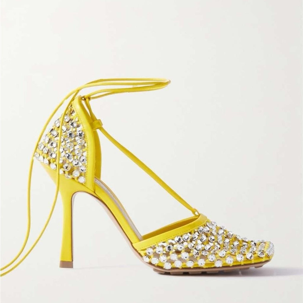 Bottega Veneta Stretch Swarovski Crystals Embellished Pumps, Size 36.5 NEW