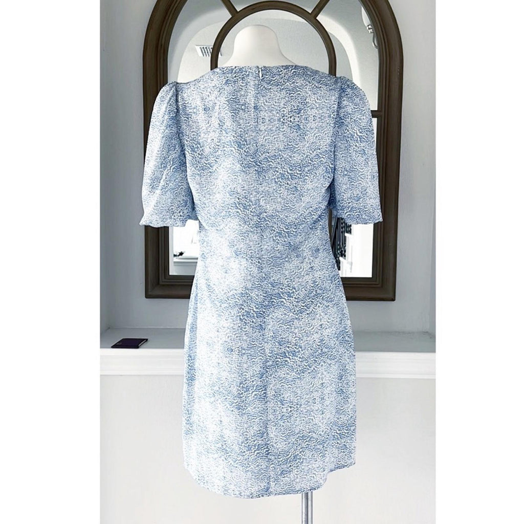 AS by DF Ischia Print Dress w/Puff Sleeves in Blue, Size M New w/Tag Retail $288
