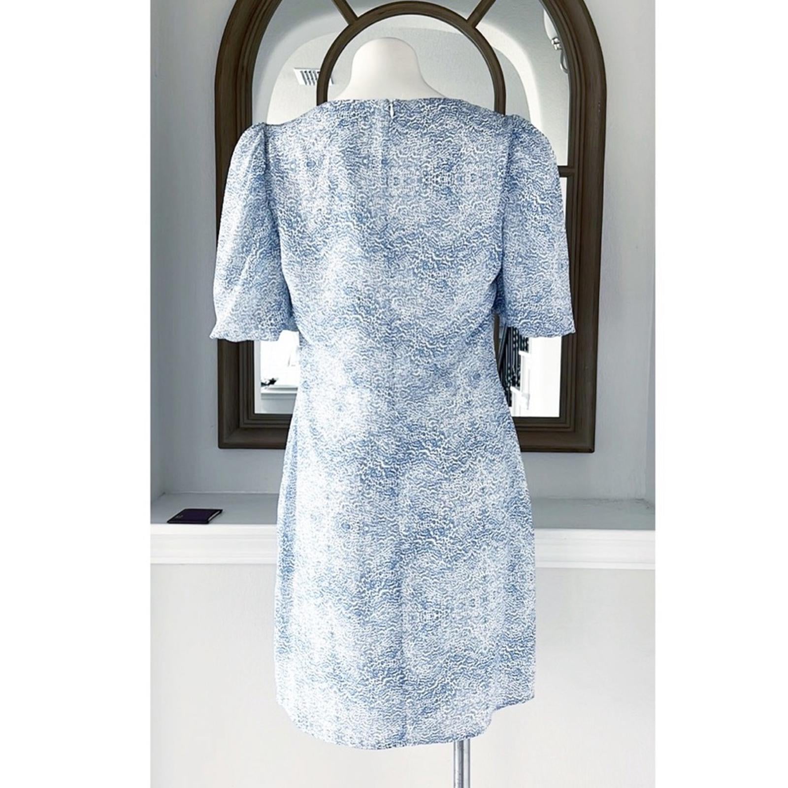 AS by DF Ischia Print Dress w/Puff Sleeves in Blue, Size M New w/Tag Retail $288