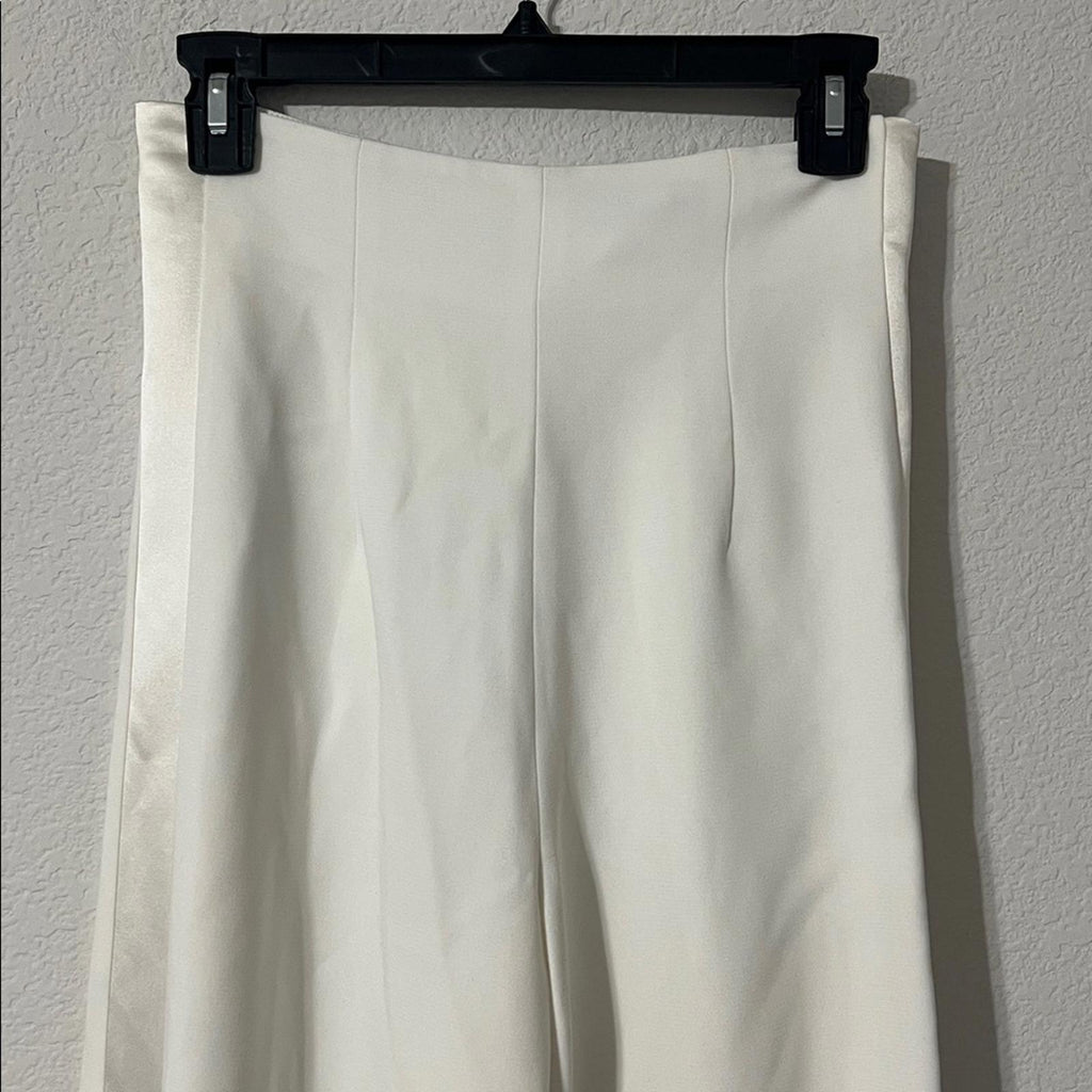 Sergio Hudson Silk Satin-Trimmed Wool-Blend Crepe Wide-Leg Pants Size2 NWT $1225