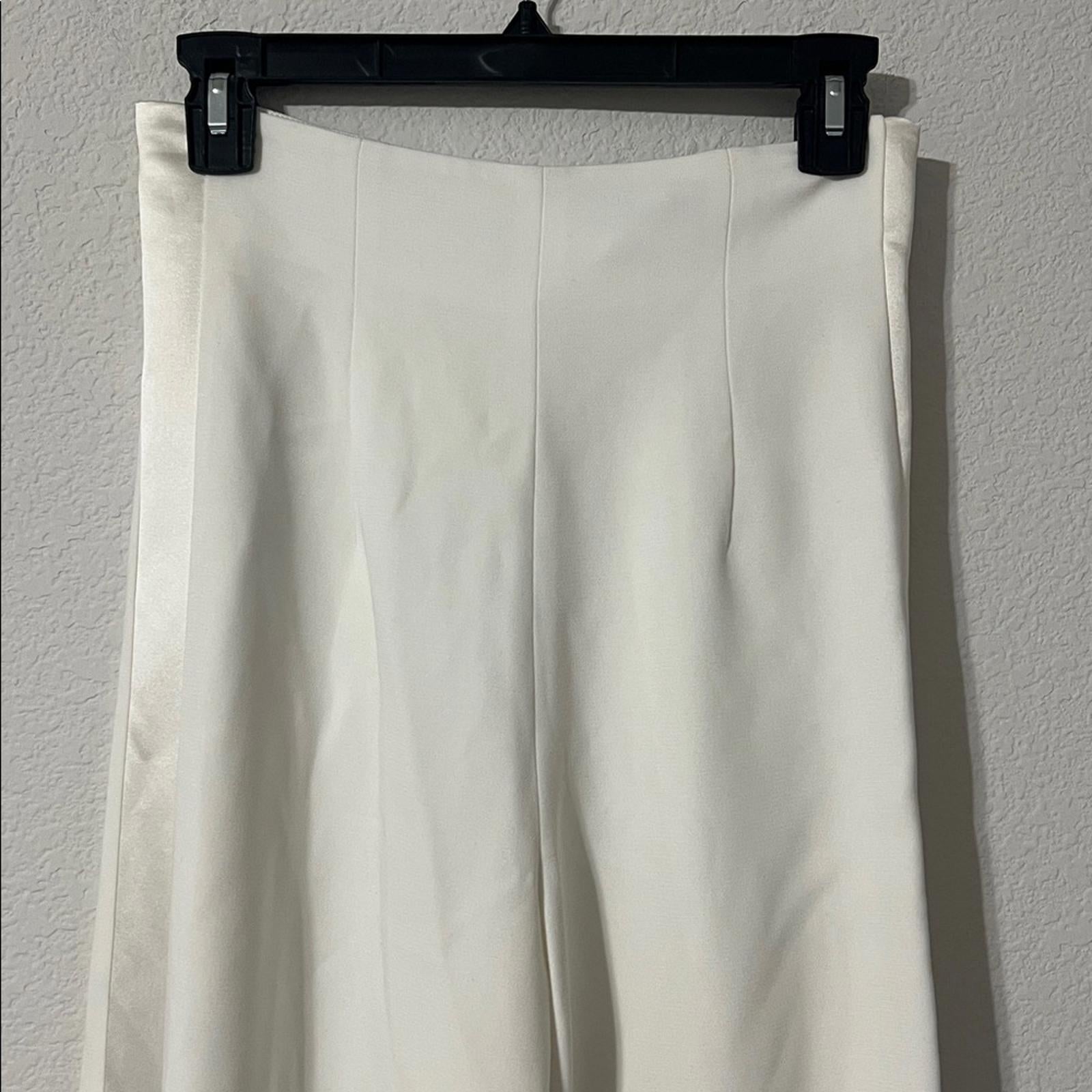 Sergio Hudson Silk Satin-Trimmed Wool-Blend Crepe Wide-Leg Pants Size2 NWT $1225