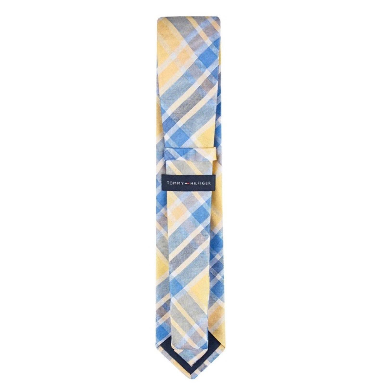 Tommy Hilfiger Festive Plaid Tie in Yellow & Blue, One Size, New w/Tag