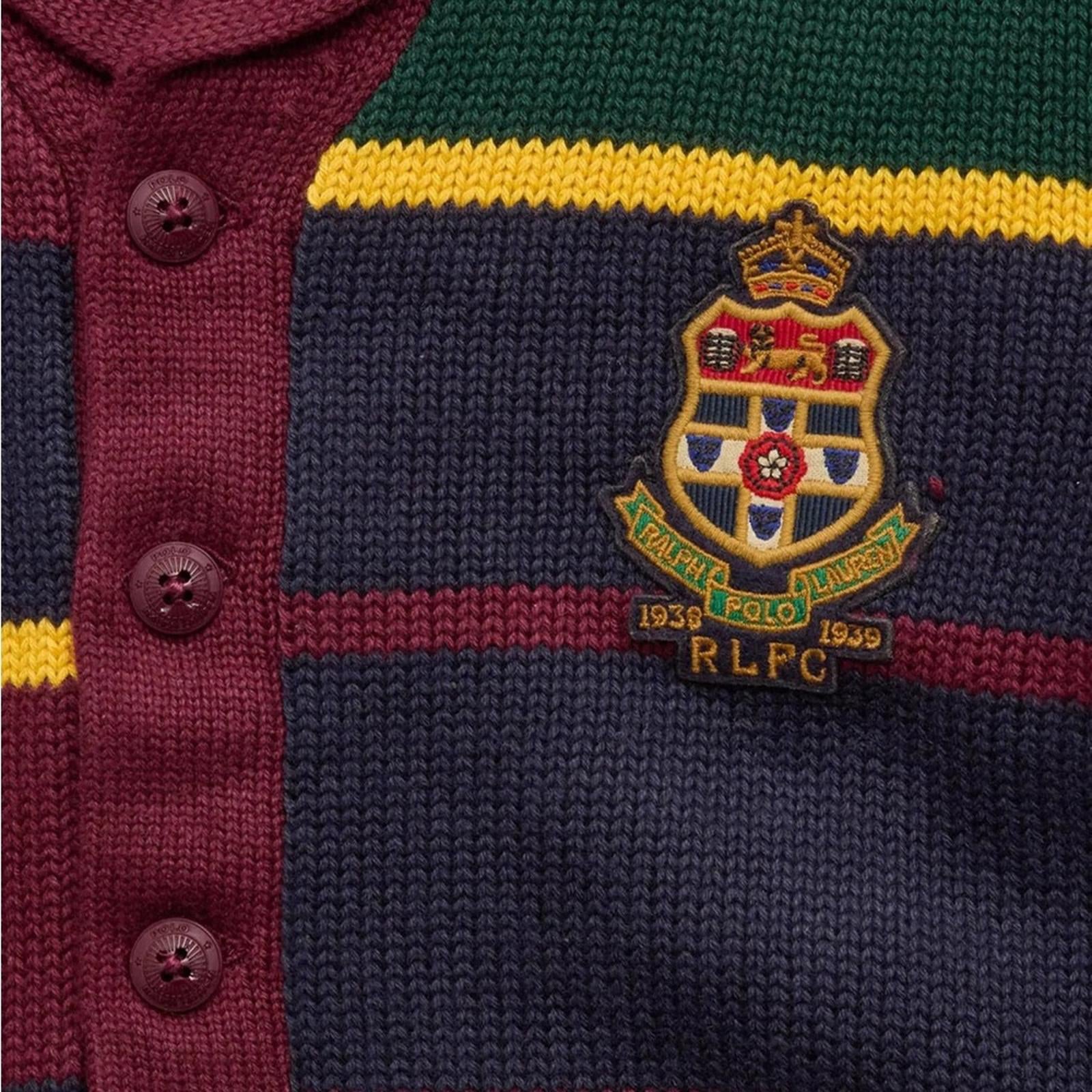 Polo Ralph Lauren Striped Striped Patchwork Cotton Cardigan, Size L(14-16) NWT