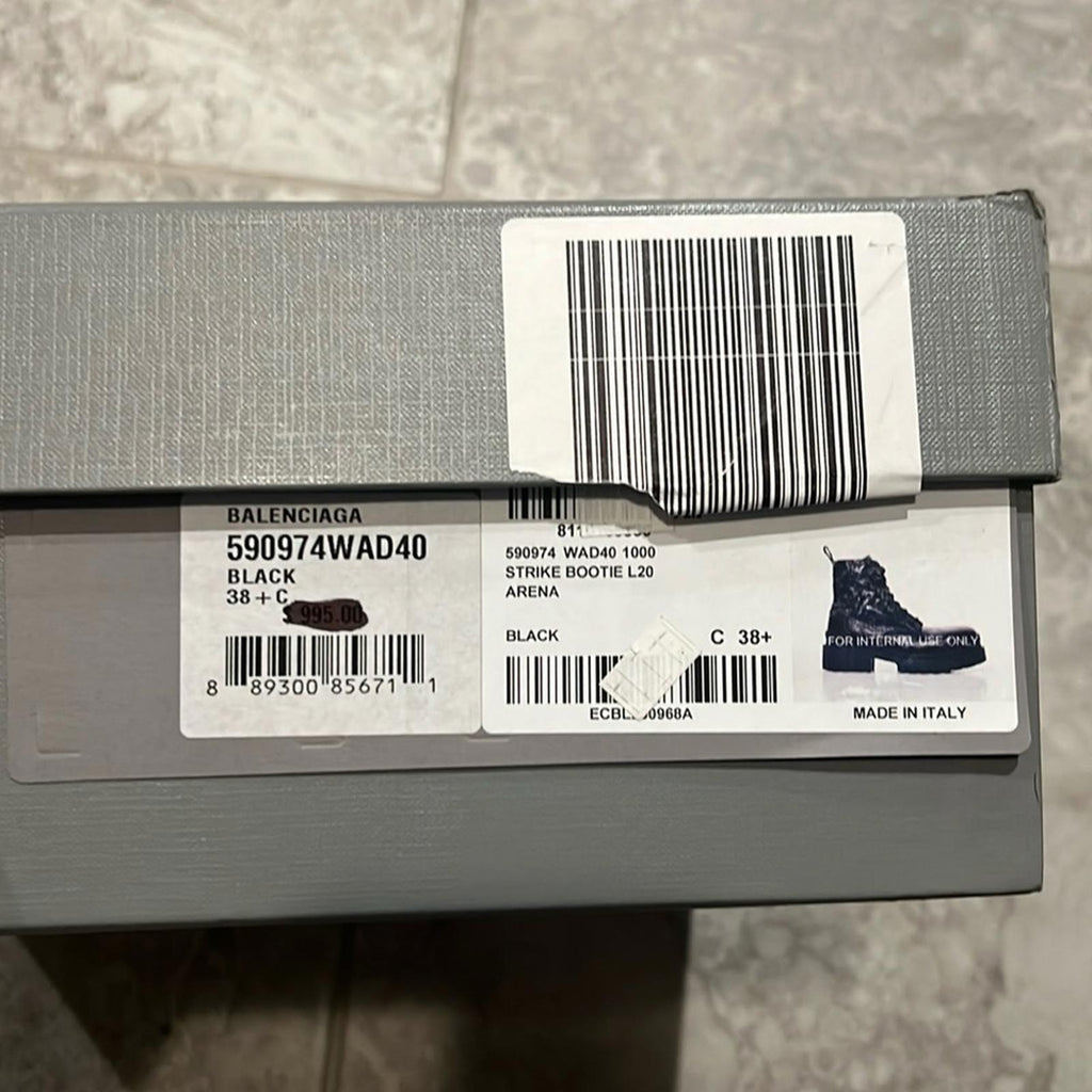 Balenciaga Strike Combat Boots in Black, Size 8.5 New in Box +2 Dust Bags