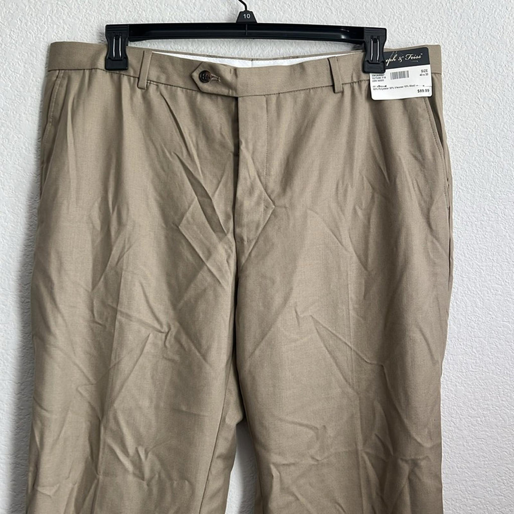 Joseph & Feiss Men's Khaki Chinos Wool-Blend, NWT, Size 40 X 30