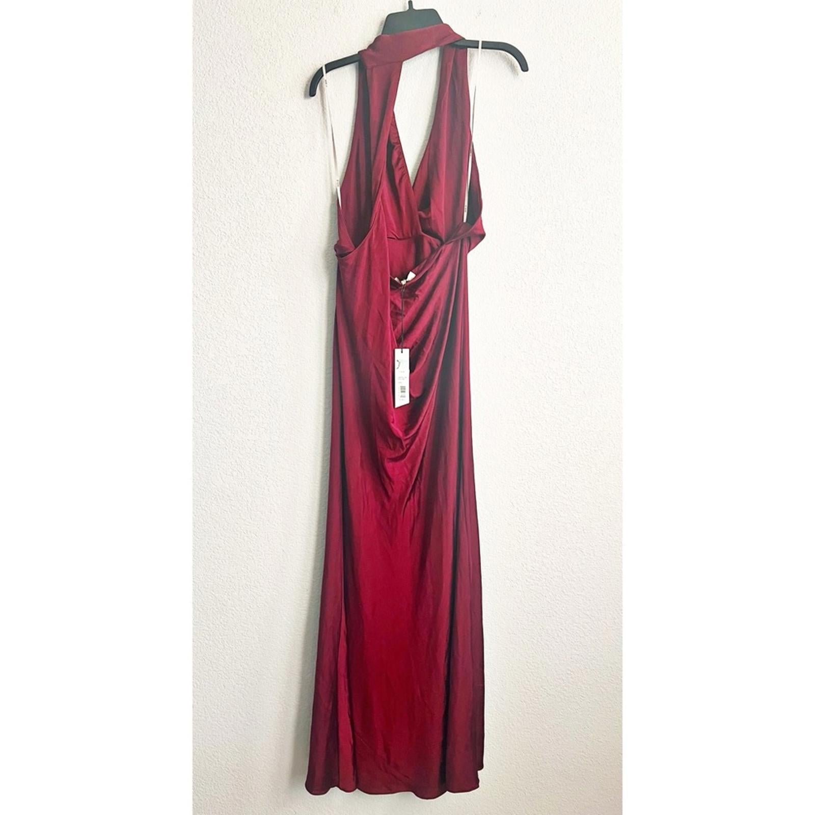 Et Ochs Valentina Open Back Gown Halter Evening Dress, Crimson, Size 8 NWT $1695