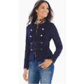 Chico's Military Long Sleeve Jacket in Deep Navy, Size 3 (16/18), Retail $149