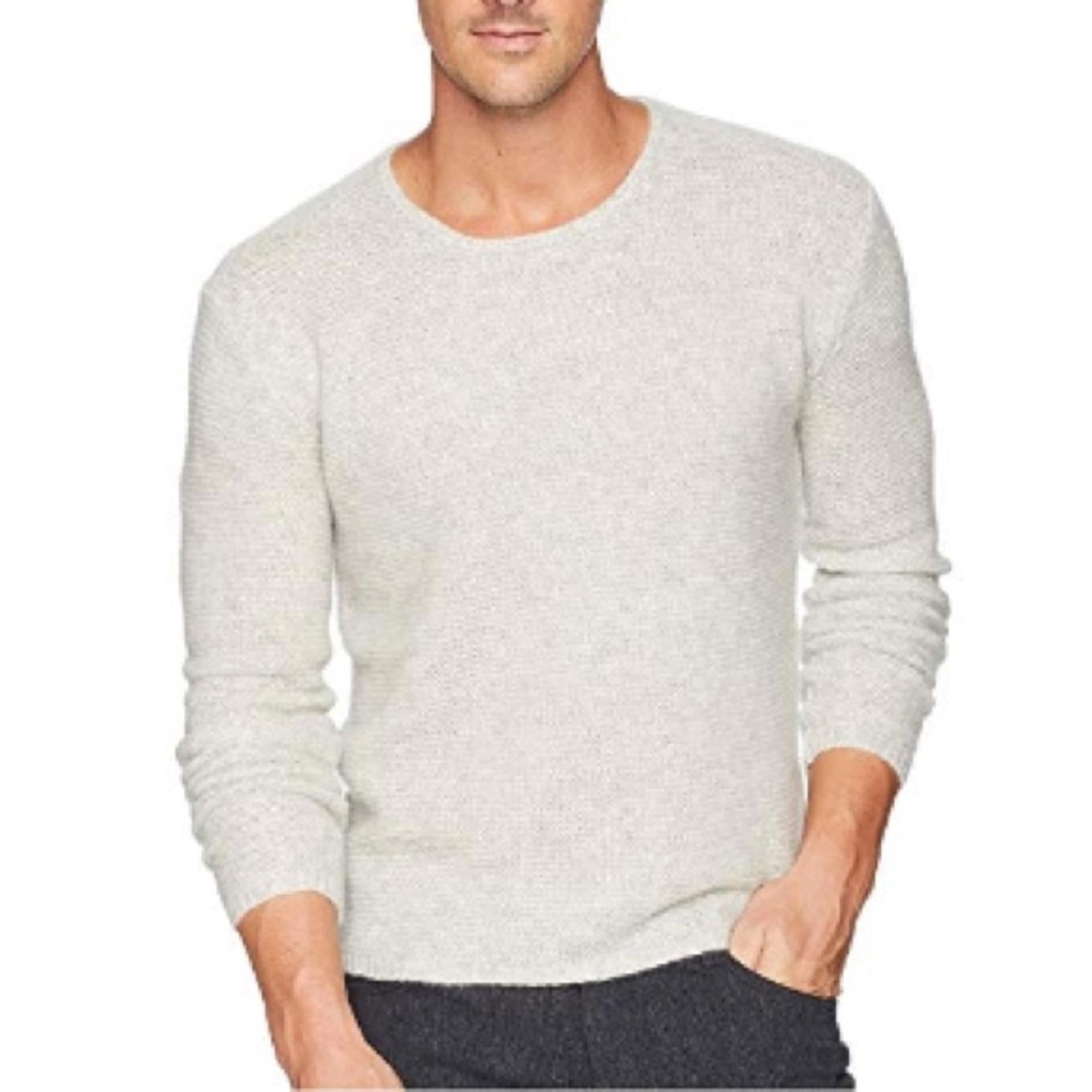 John Varvatos Tuck Cashmere & Silk Garter-Stitch Sweater Grey Size XL NWT $448