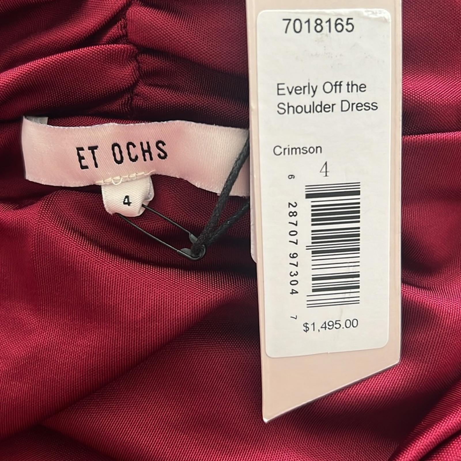 Et Ochs Everly Off-The-Shoulder Midi Dress in Crimson Red, NWT, Size 4