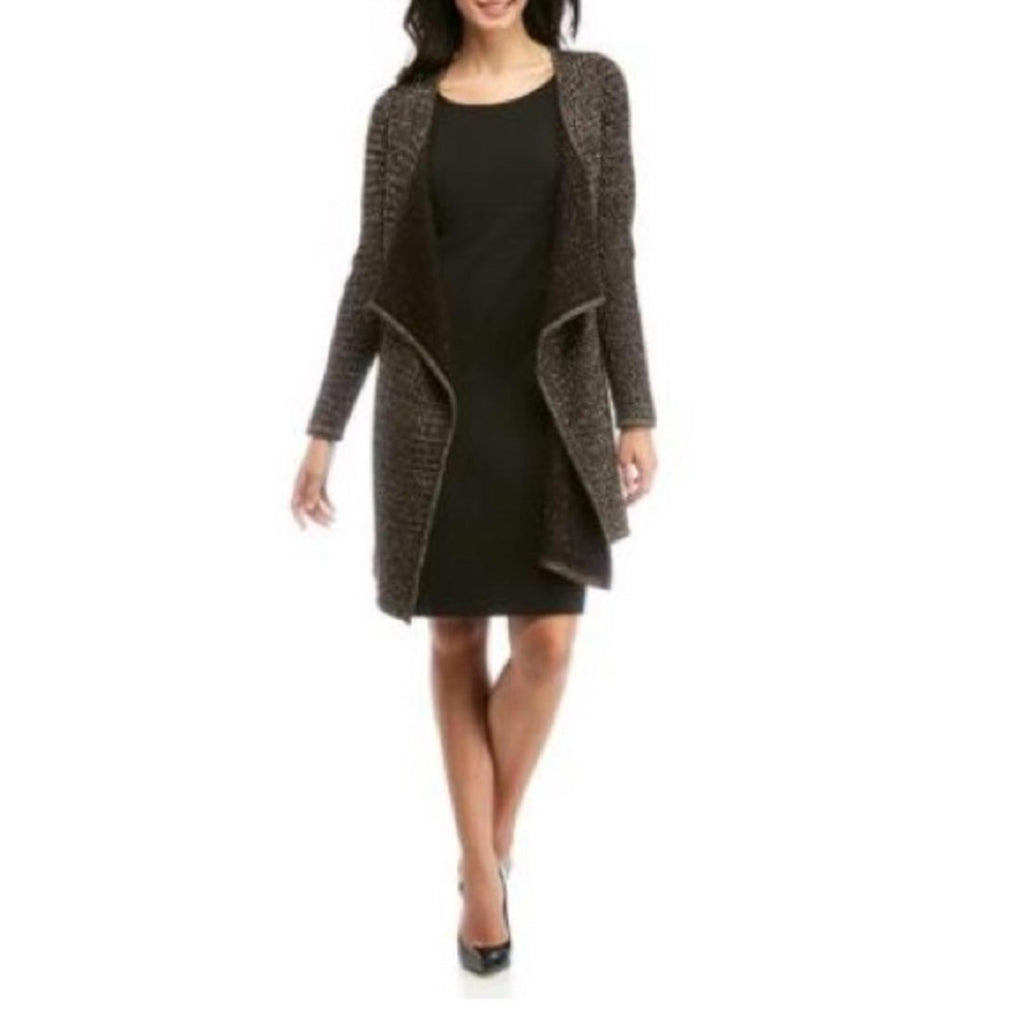 Rafaella Long Sleeve Open Front Duster w/Lurex in Black/Gold, Size S New w/Tag