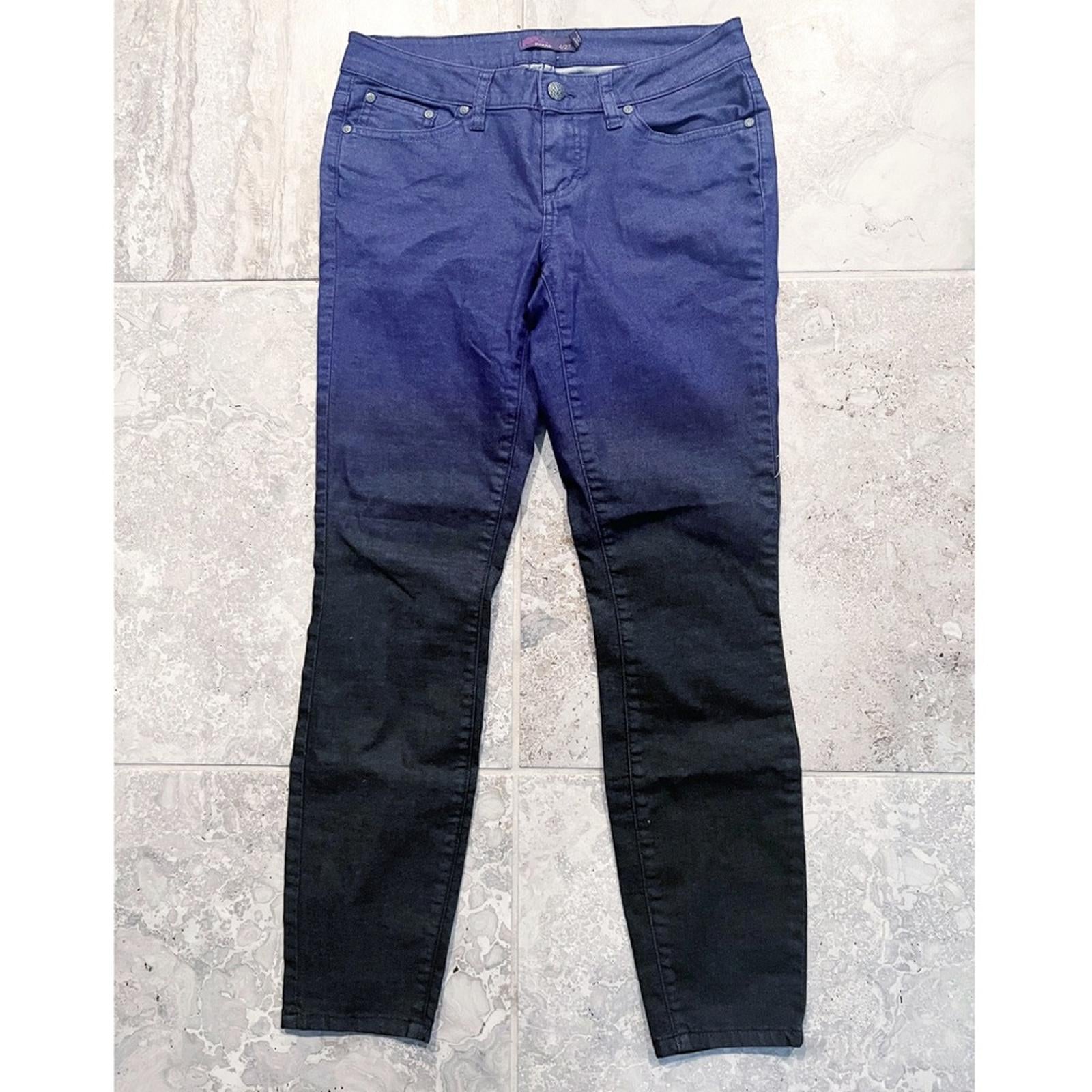 Prana Jett Pant Indigo Low Rise Fitted Ombre Jeans, Size 4/27