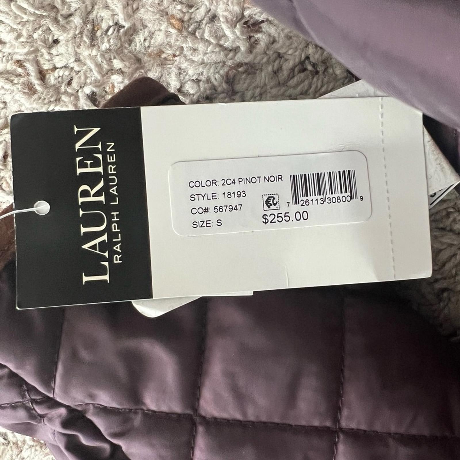 Lauren Ralph Lauren Faux-Leather-Trim Hooded Quilted Coat, Size S New w/Tag