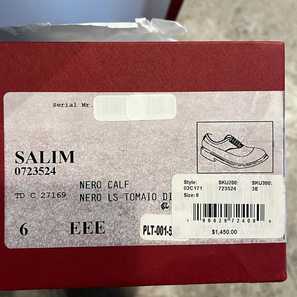 Salvatore Ferragamo Dipped Leather Oxford Shoes Size 6 EEE NEW in Box + DustBag