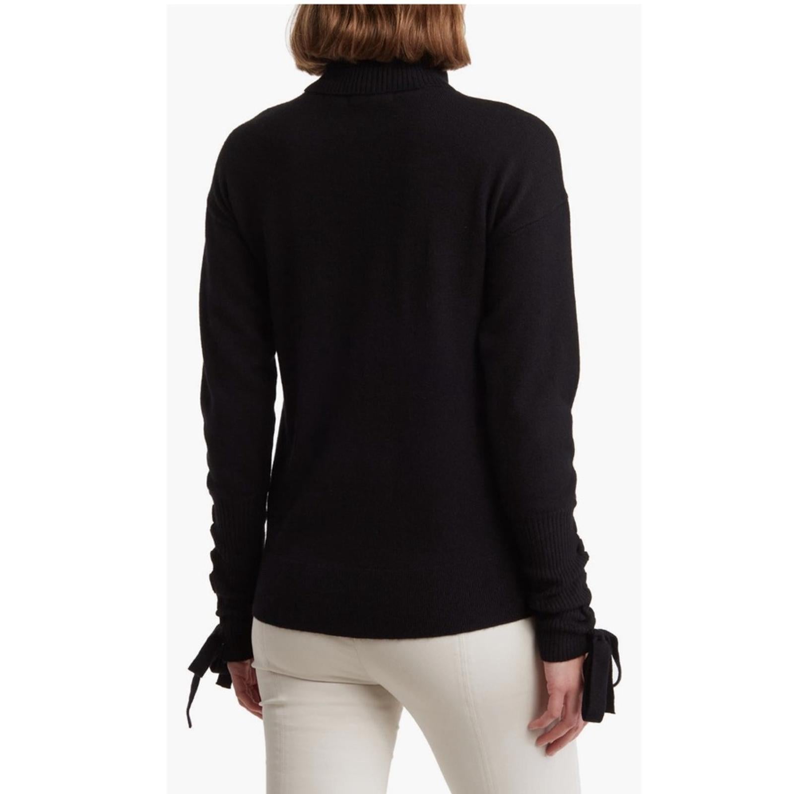 Ramy Brook Walt Turtle Neck Long Lace-Up Sleeve Top in Black, Size S New w/Tag