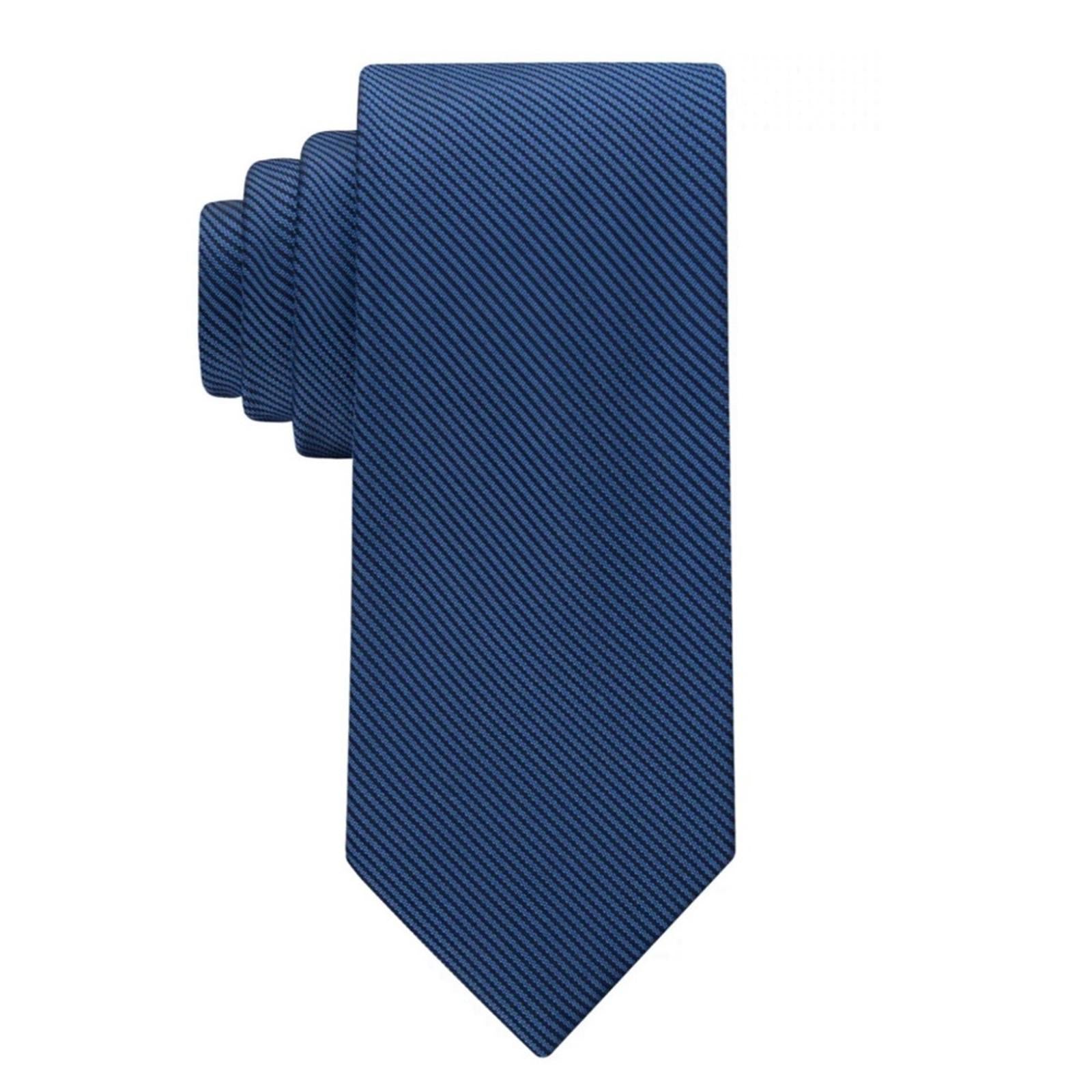 Calvin Klein Shiny Mini-Stripe Textured Silk Tie in Blue, One Size, NWT
