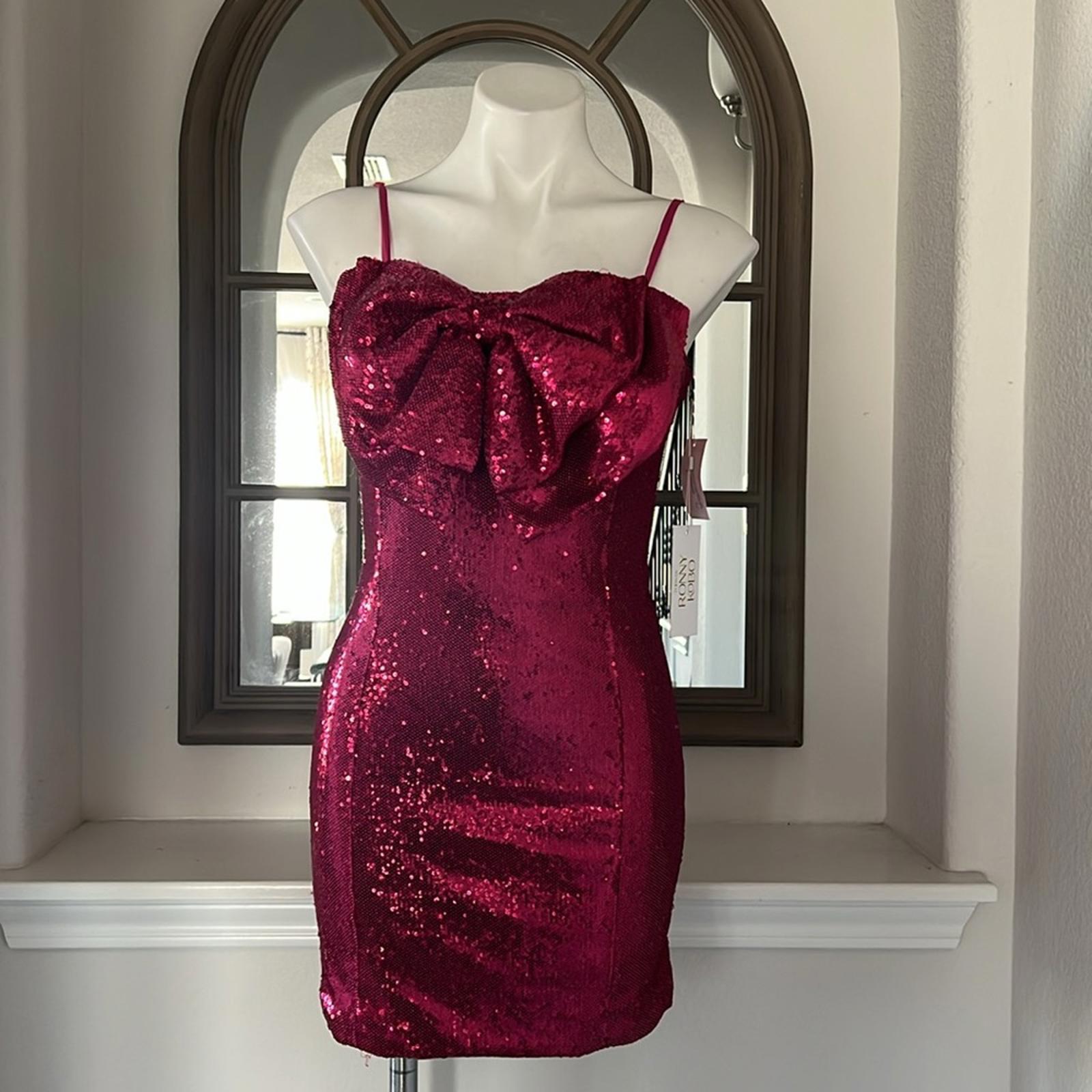 Torn by Ronny Kobo Lindsay Sequin Bow Front Mini Dress in Pink Size M NWT $548