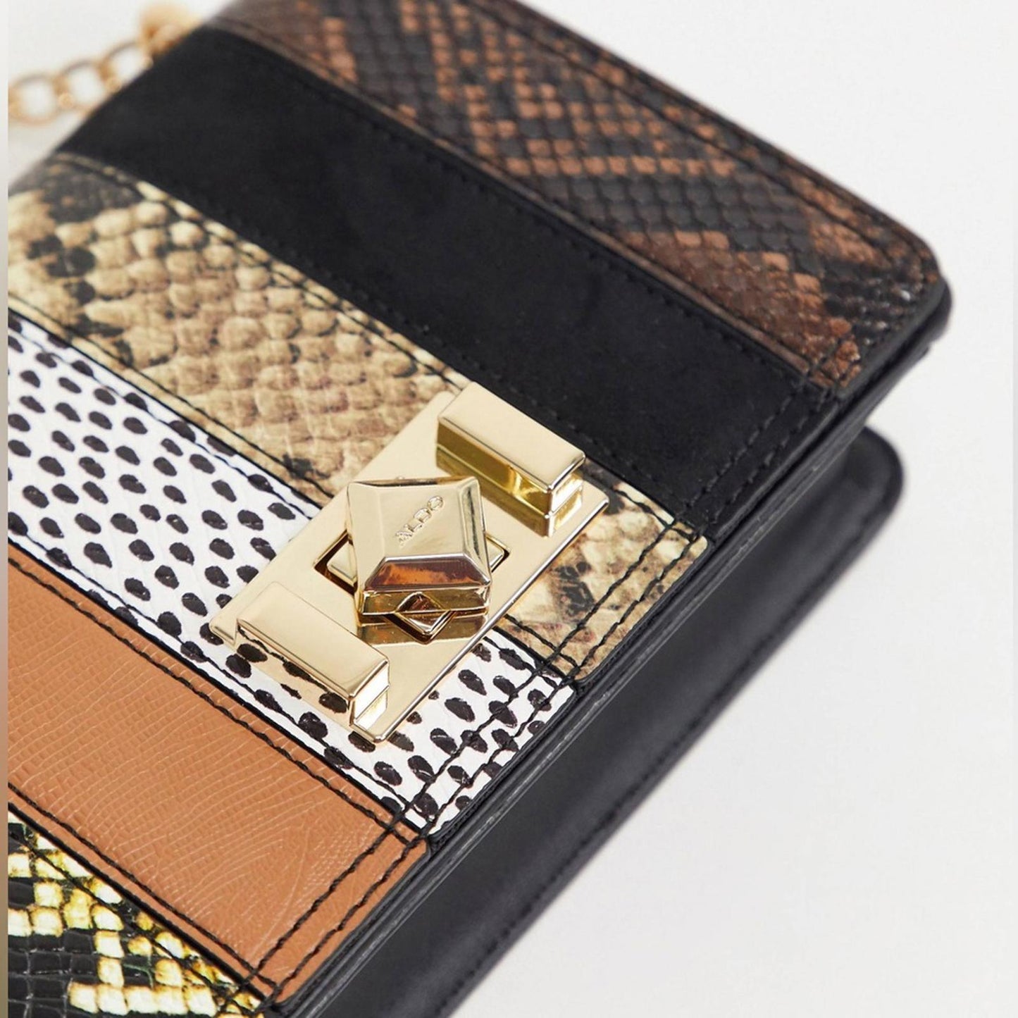 ALDO Lovowia Crossbody with Chain Shoulder Strap in Snake Multi, New w/Tag