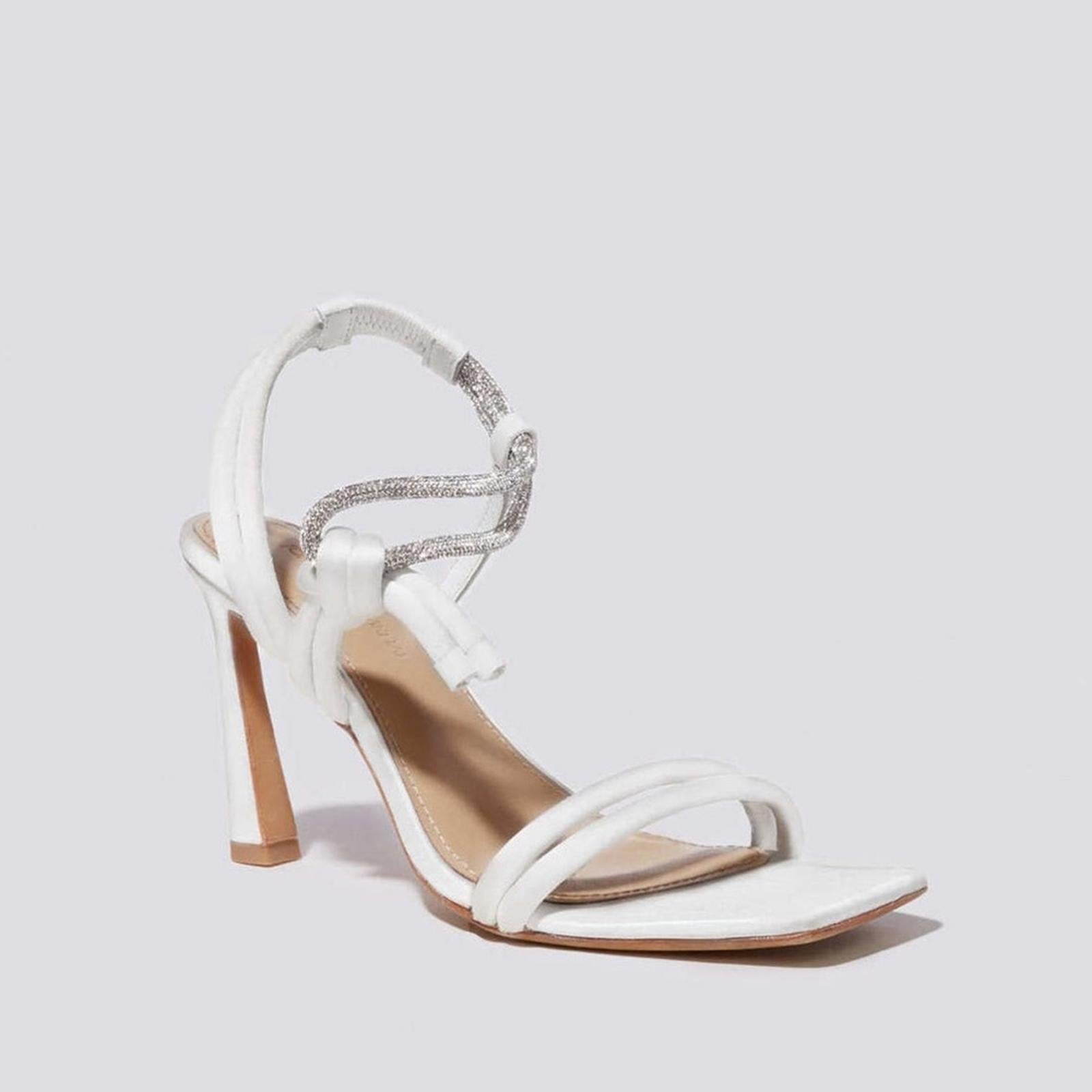 Jonathan Simkhai Revolve Cassie Crystal Strappy Sandal in Ivory, Size EU 41 $595