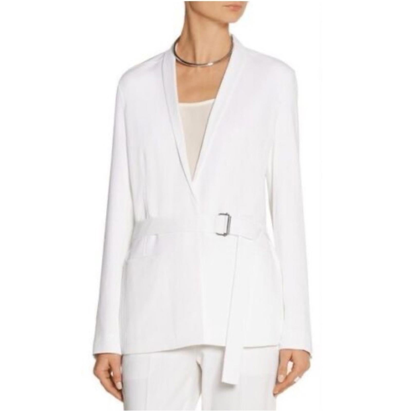 Helmut Lang Belted Blazer in White, Size 8 EXCELLENT!