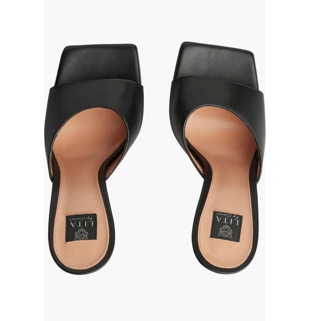 LITA by Ciara Black Solid Square Toe Slide Sandals, L1028-11 Size 37 New in Box