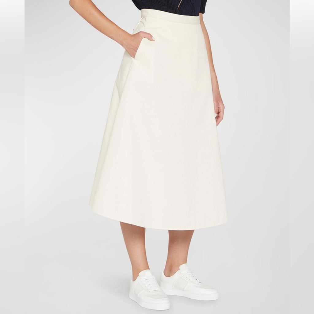 Moncler Cotton A-Line Midi Skirt with Pockets, Size 42 New w/Tag Retail $505