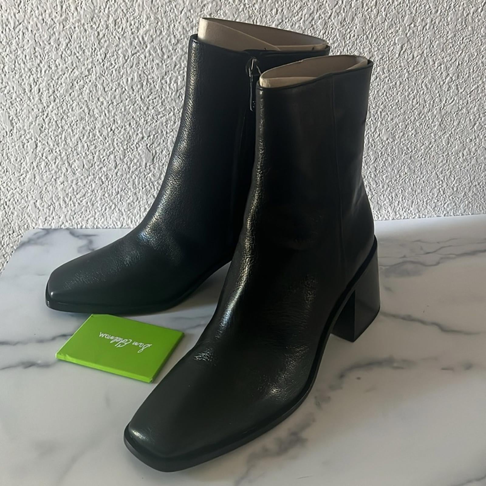Sam Edelman Winnie Block Heel Booties in Black Leather, Size 11 New in Box $180