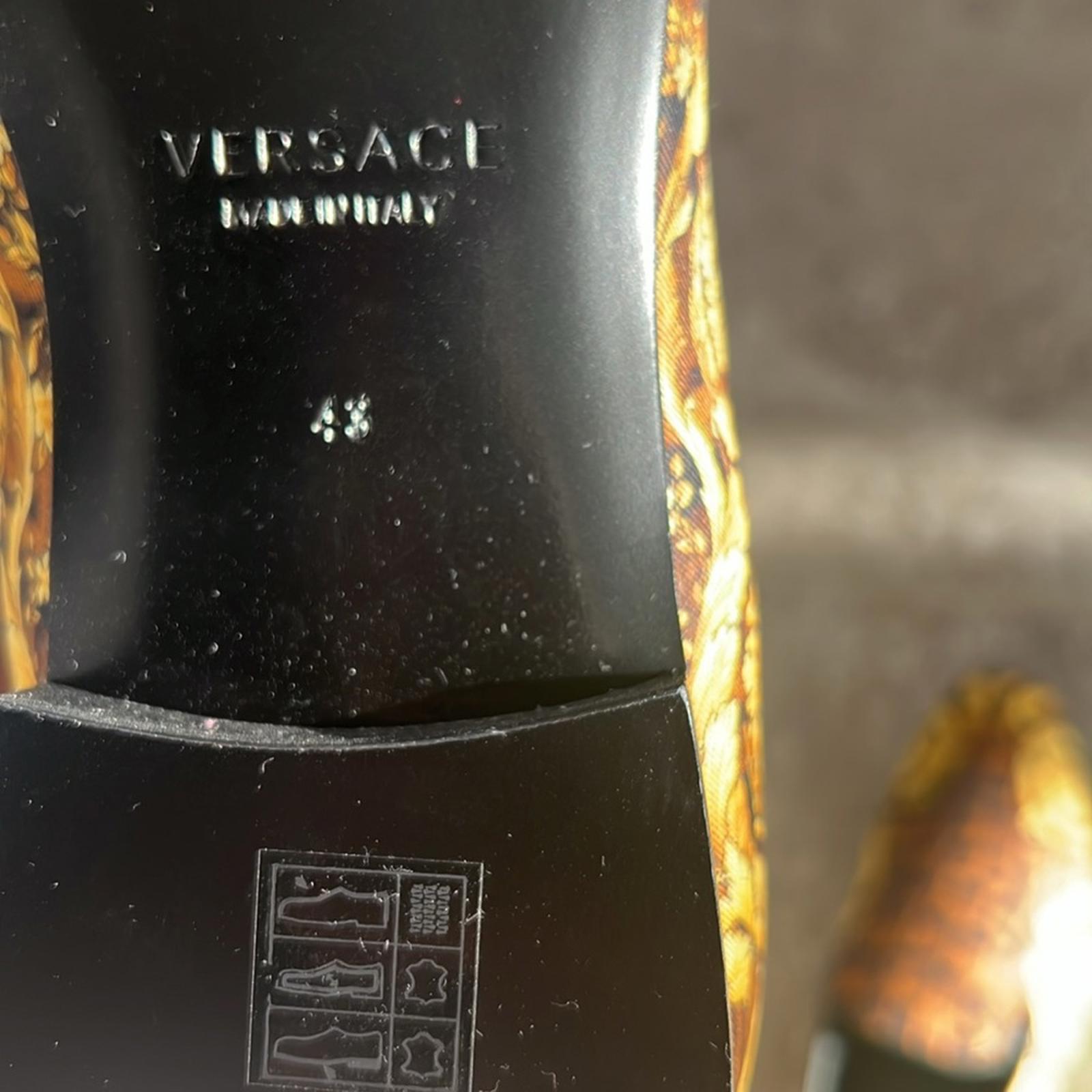 Versace Baroque Print Smoking Slippers Slip-On Shoes, Size EU 43 New +DustBag