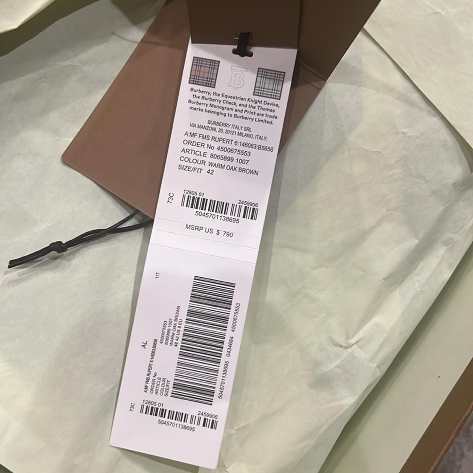 Burberry Brown Coin Loafers in Warm Oak Brown, Size EU42 UK8 US9 New w/Dust Bag