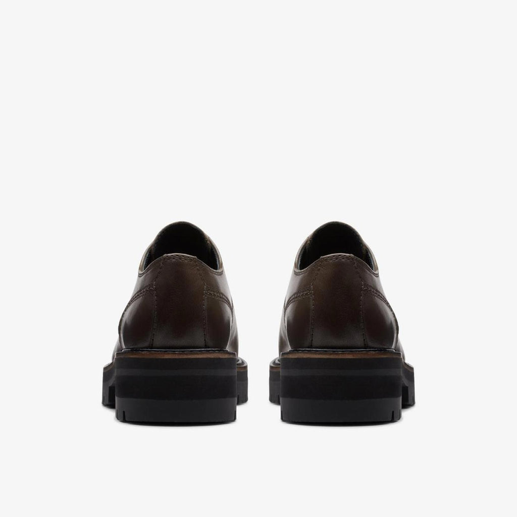 NEW Clarks Orianna Lug Sole Derby Dark Olive Leather, Size UK 5D US 7.5M