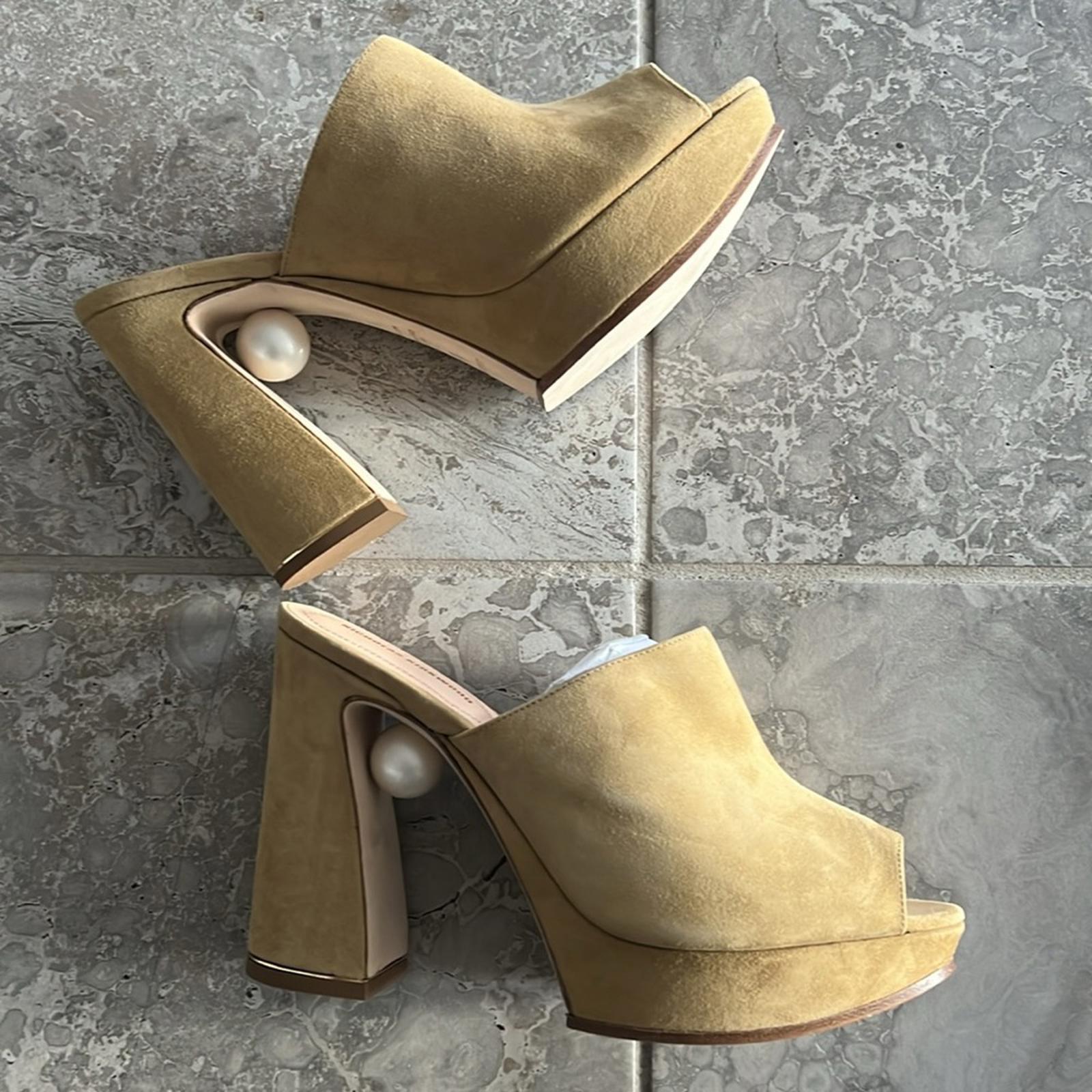 Nicholas Kirkwood Annabel High Heel Sandals, Hazel Suede Size 38.5 New +DustBag