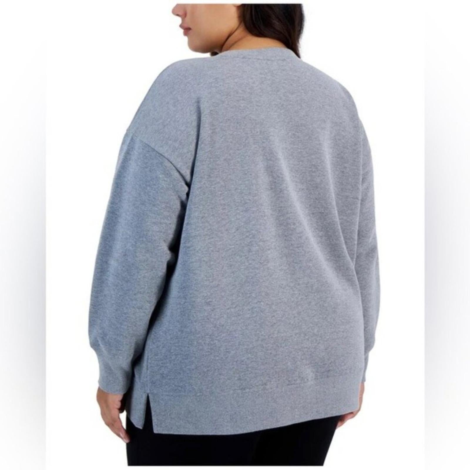 ID Ideology Solid Crewneck Fleece Sweatshirt in Heather Grey, Size 1X, NEW