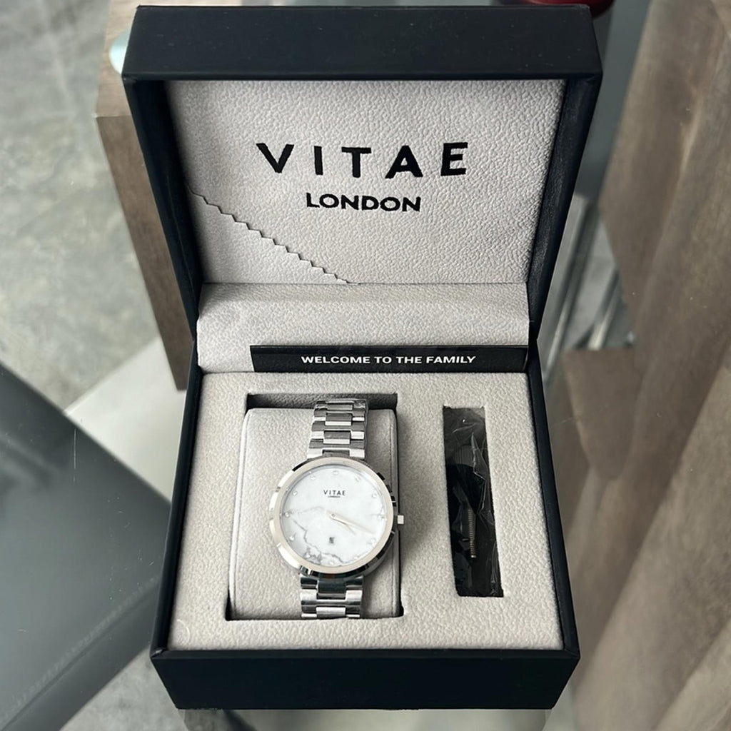 Vitae London Elmington Stainless Steel Bracelet Watch 36mm Silver New w/Tag $259