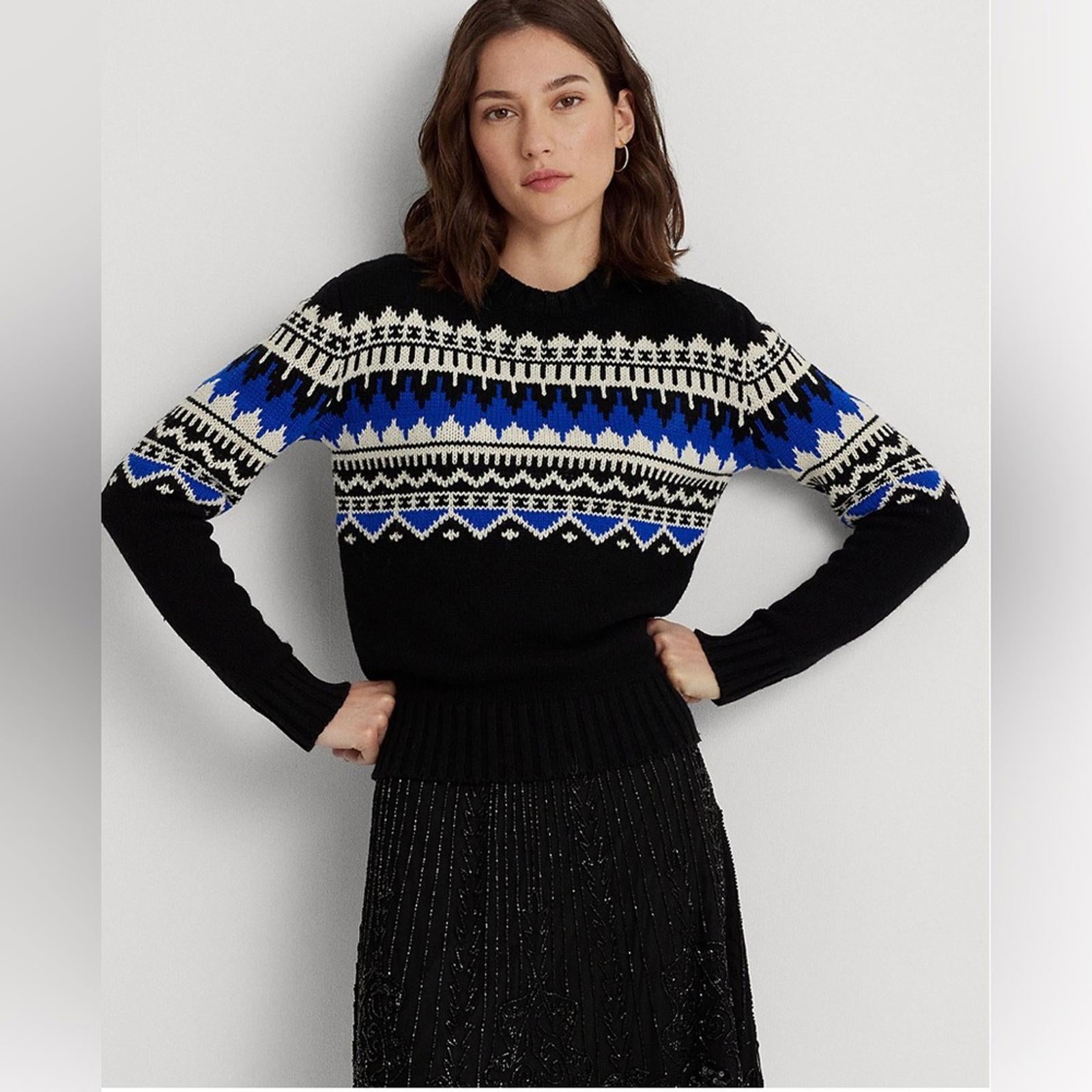 Lauren Ralph Lauren Fair Isle Wool-Blend Crewneck Sweater, Size S New w/Tag $225