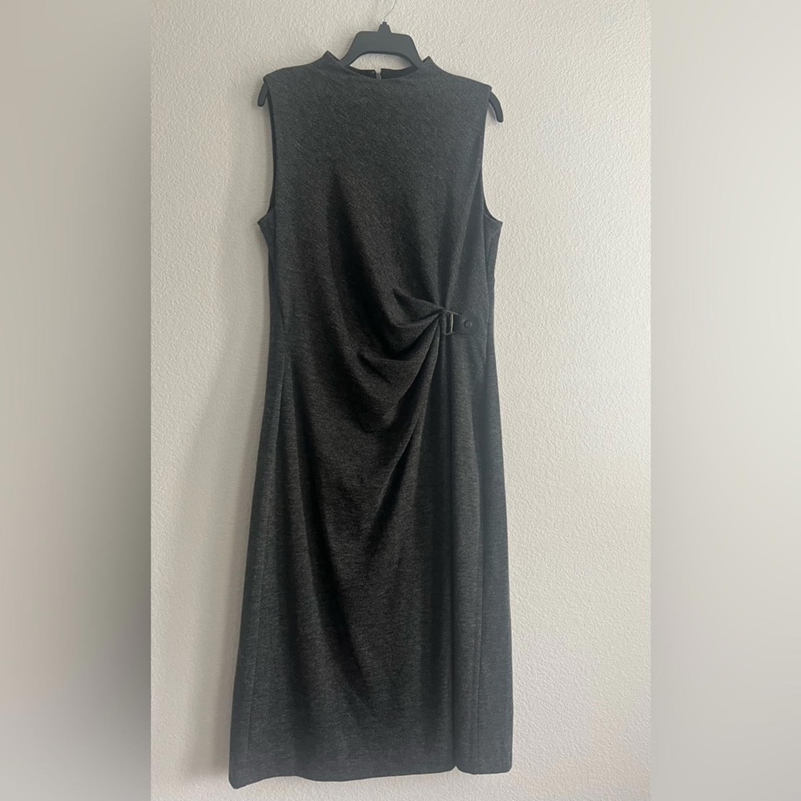 Lauren Ralph Lauren Charcoal Sleeveless Midi Dress, Size 14