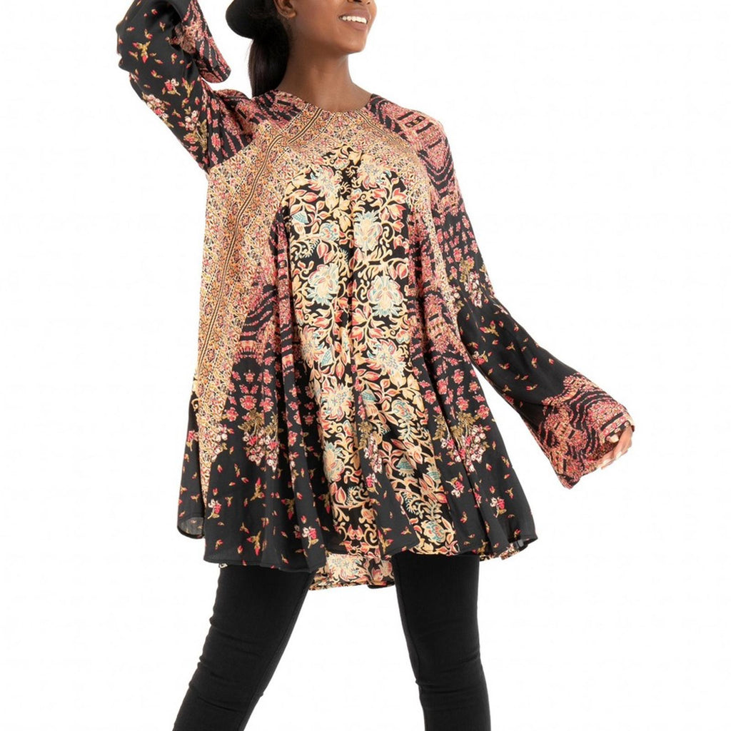 NEW Free People Stevie Printed Tunic-Black, Size XS New w/Tag Retail $128
