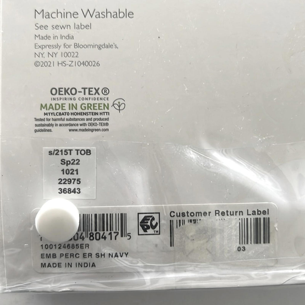 2 SKY Embroidered Percale Euro Shams (1Pair) in White/Navy, NEW $145