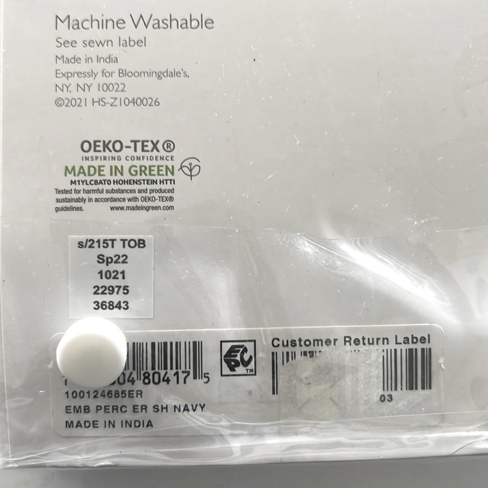 2 SKY Embroidered Percale Euro Shams (1Pair) in White/Navy, NEW $145