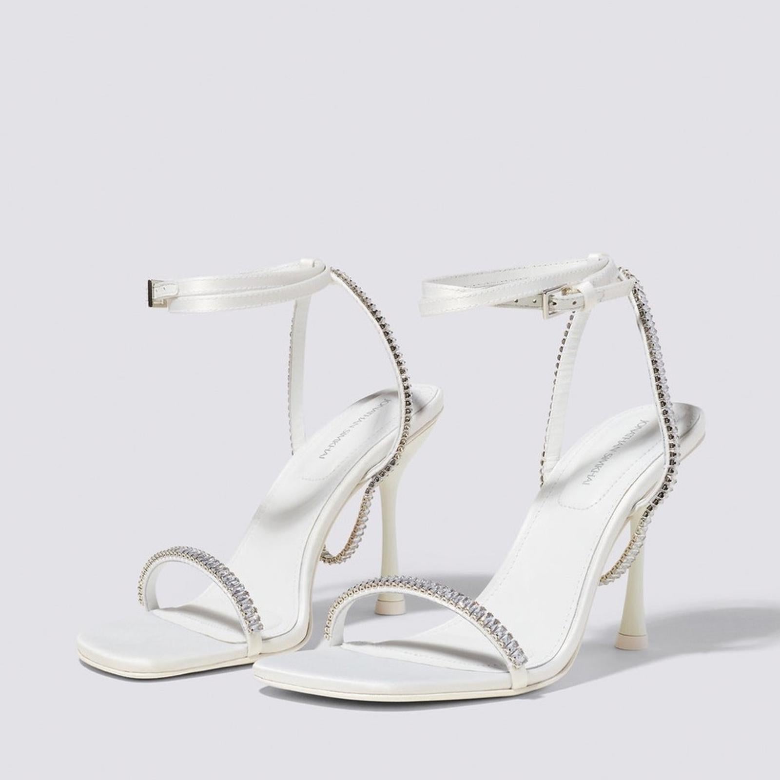 Jonathan Simkhai Luxon Crystal Harness Sandals White, Size EU41, NEW+DustBag