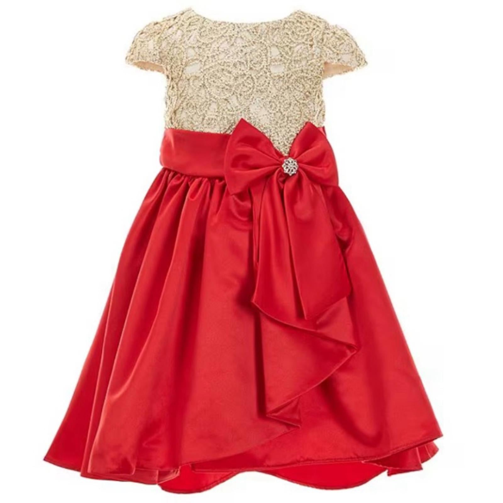 Rare Editions High Low Skirt Dress with Cascade Bow in Red, Size 2T/2 New w/Tag
