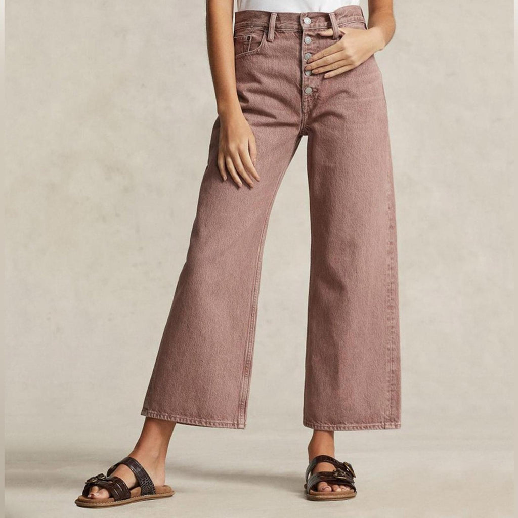 Polo Ralph Lauren High-Rise Wide Leg Jeans in Dusty Pink, Size 28 New w/Tag $248